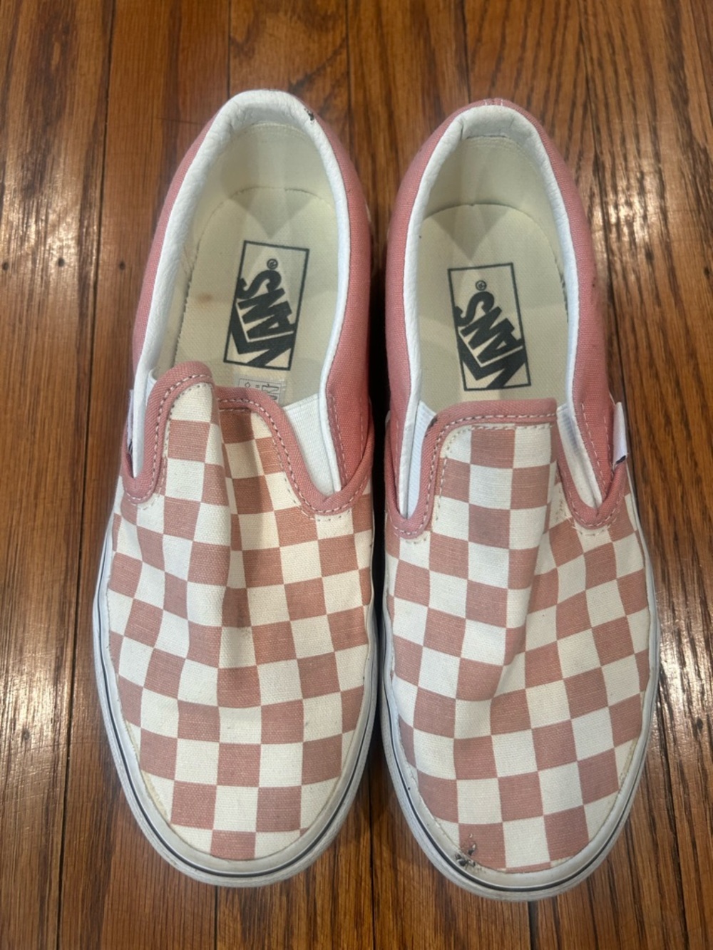 Vans Pink & White Checkerboard Slip-On Sneakers - Picture 4 of 6